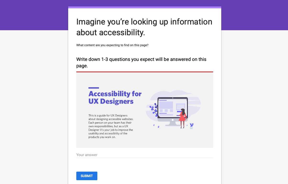 A screenshot of the survey.